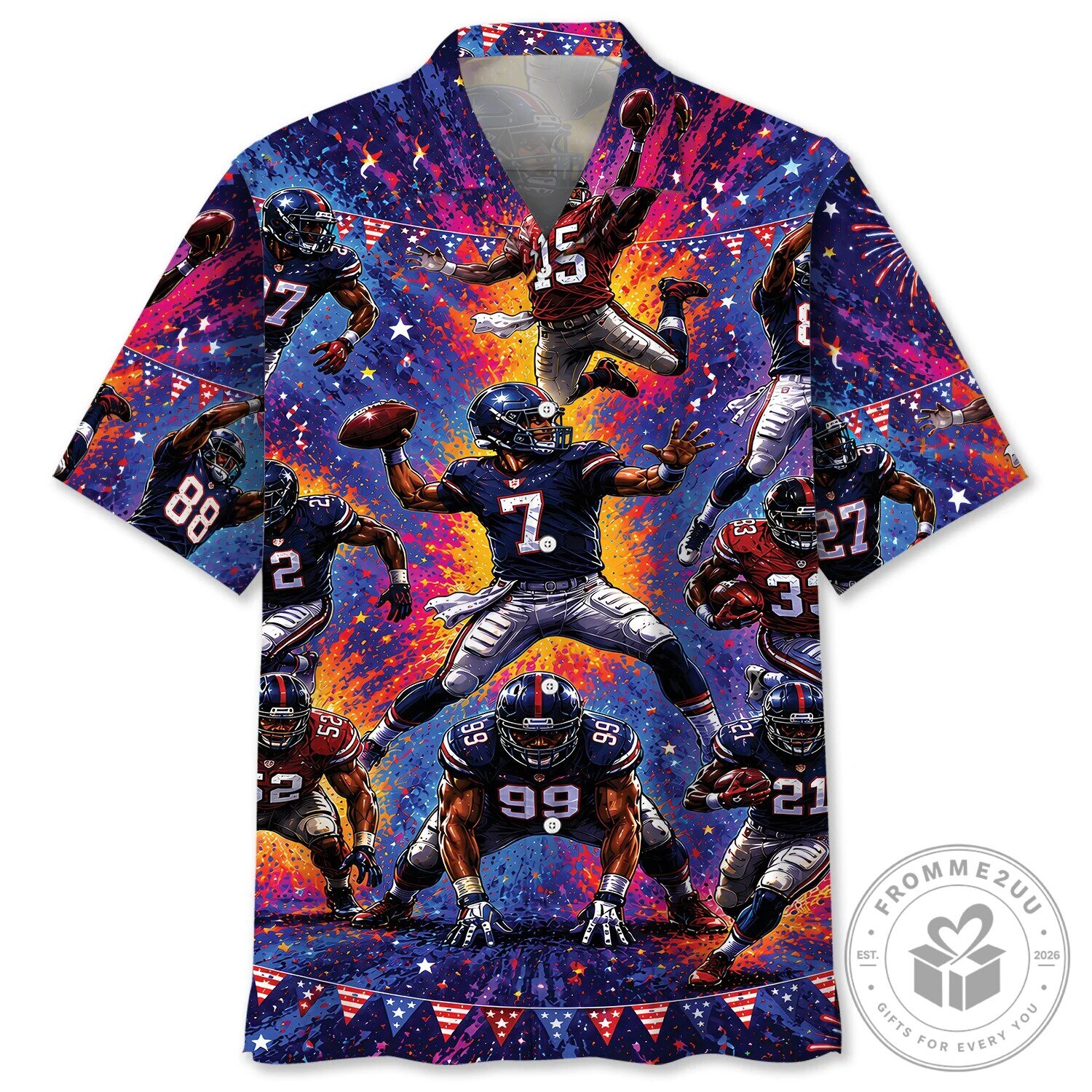 American Football Players Vintage Art Patriotic Hawaiian Shirt