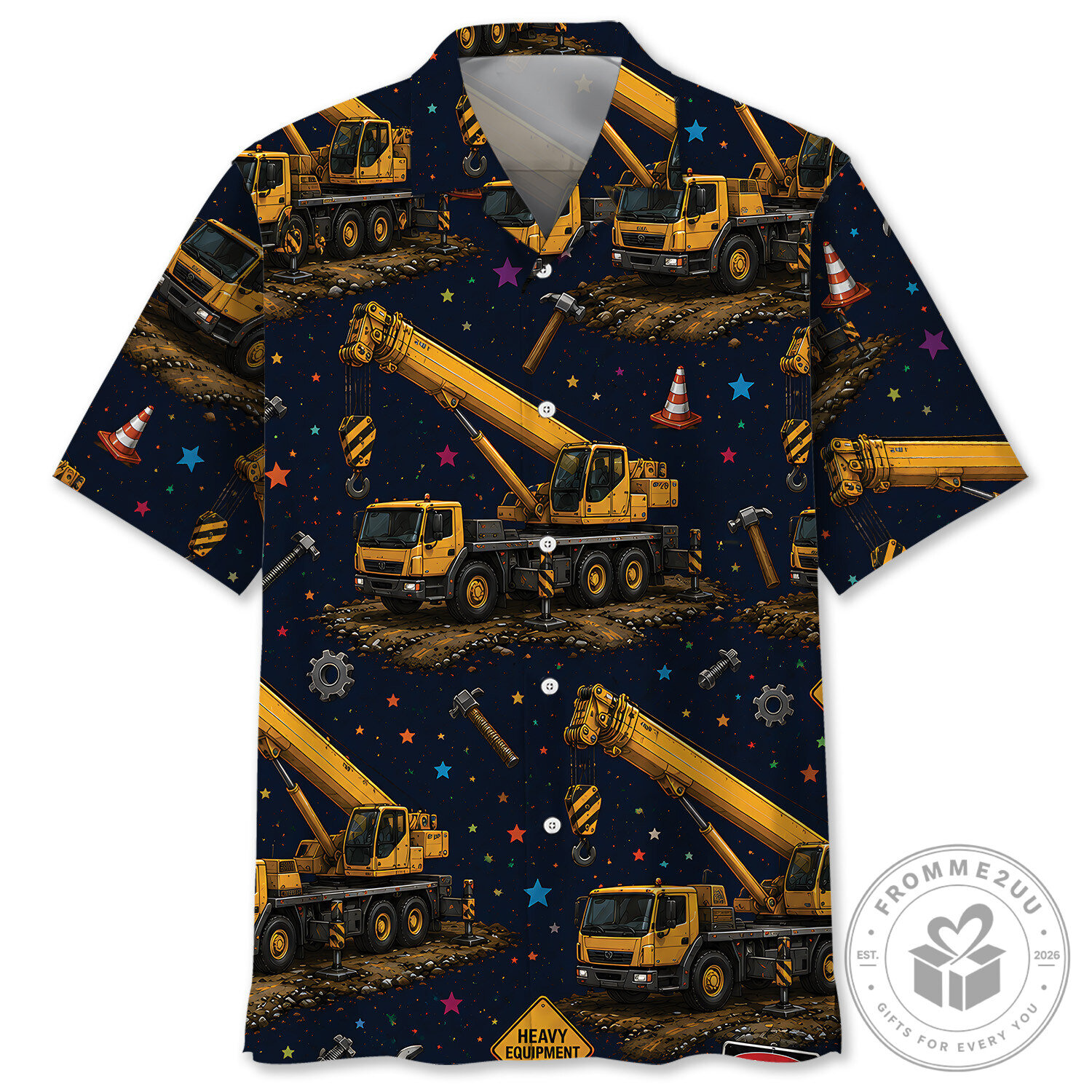 Construction Crane Heavy Equipment Hawaiian Shirt