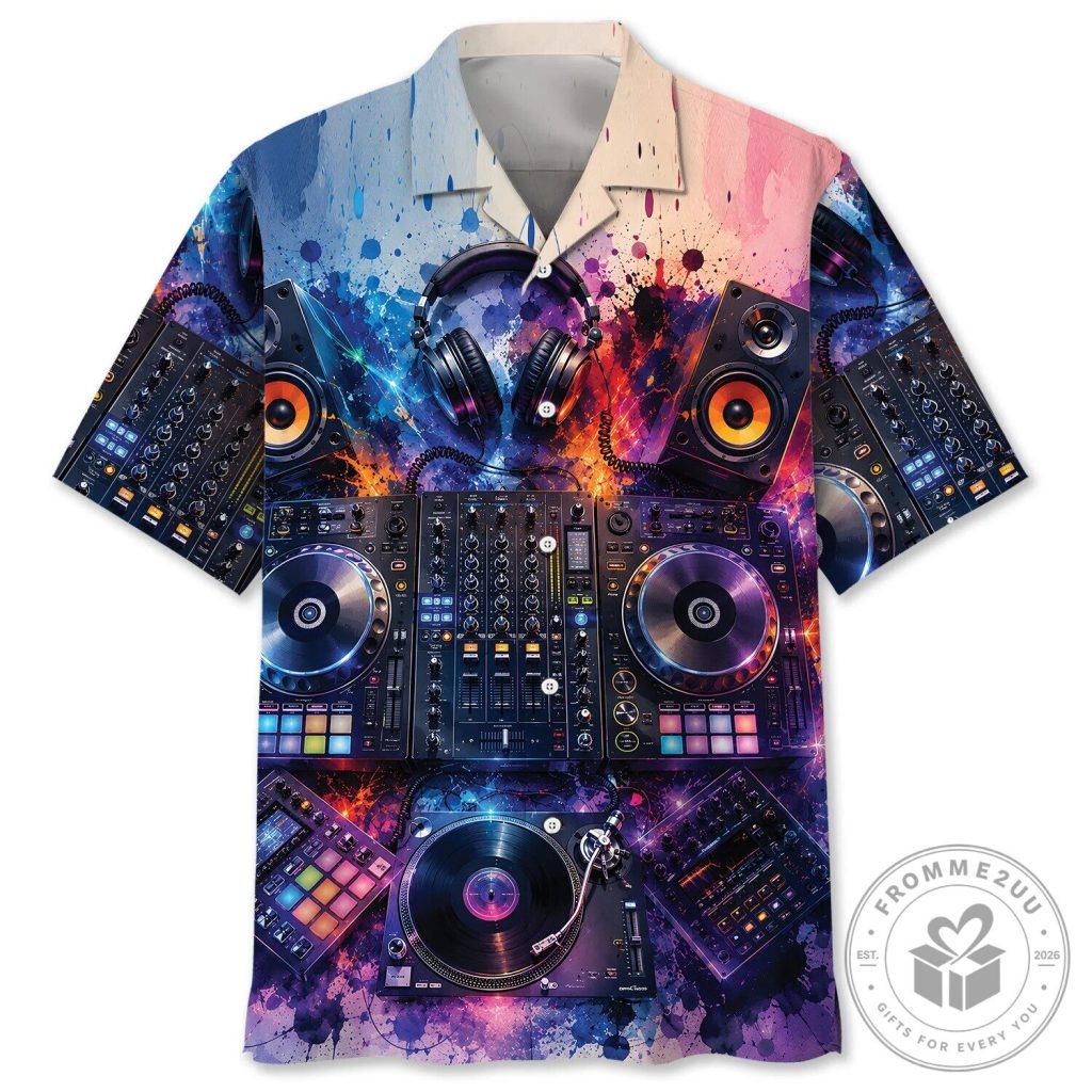 Vintage DJ Gear Watercolor Music Producer Hawaiian Shirt