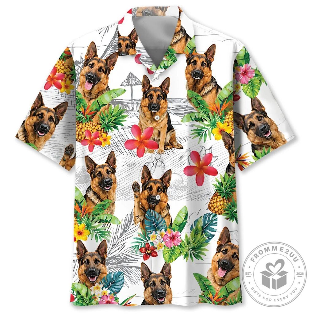 Funny German Shepherd Dog Tropical Hawaiian Shirt for Men and Women Funny German Shepherd Dog Tropical Hawaiian Shirt for Men and Women