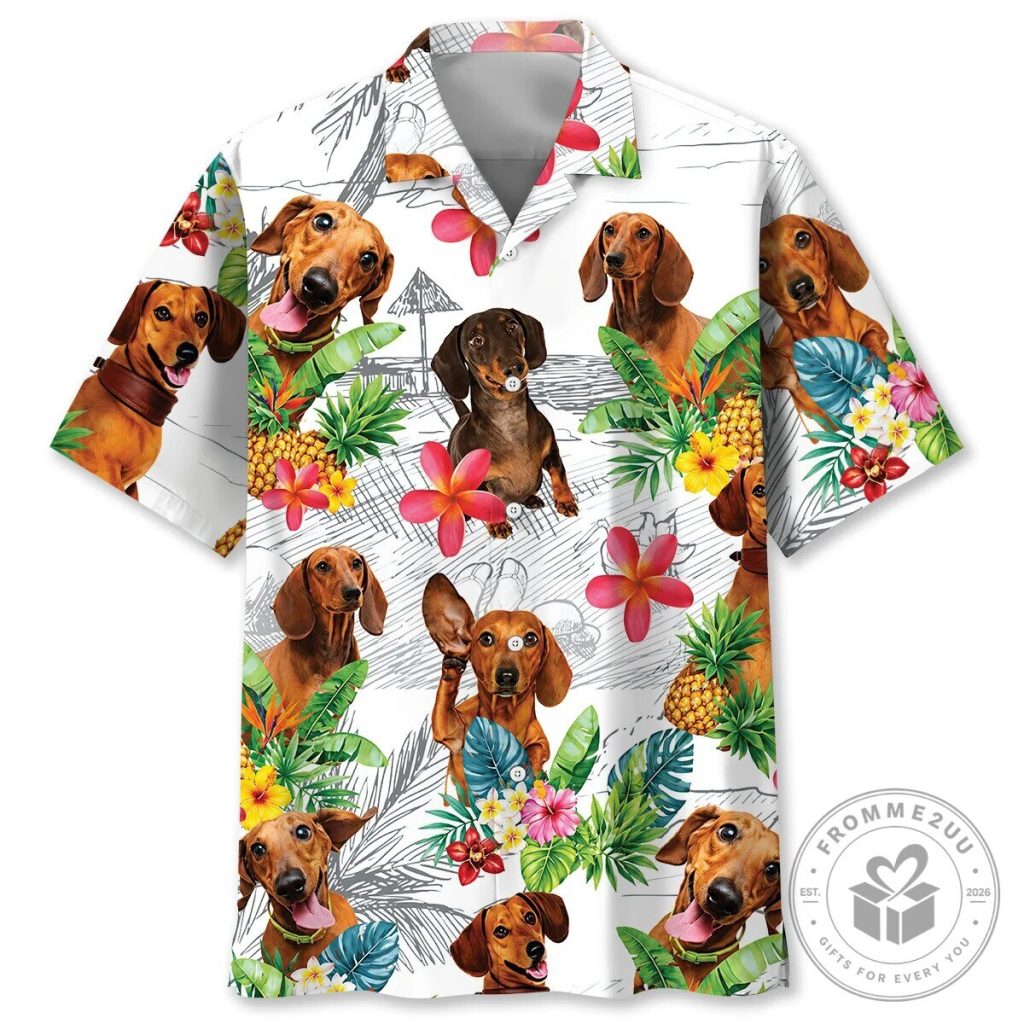 Funny Dachshund Dog Hawaiian Shirt Tropical Beach Vacation Funny Dachshund Dog Hawaiian Shirt Tropical Beach Vacation