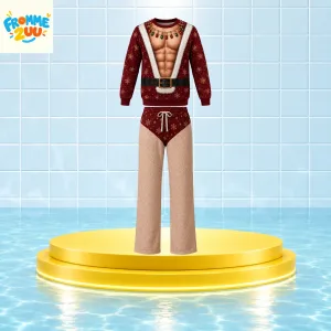 Funny 3D Fake Abs Santa Sweater and Pants Set