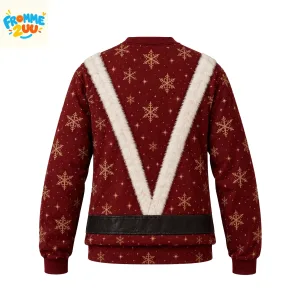 Funny Fake Abs Sexy Santa Ugly Christmas Sweater Back View