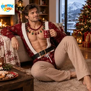 Funny 3D Fake Abs Santa Sweater and Pants Set Model