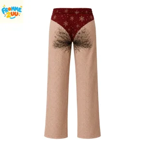 Funny Christmas Underwear Illusion Lounge Pants Back View