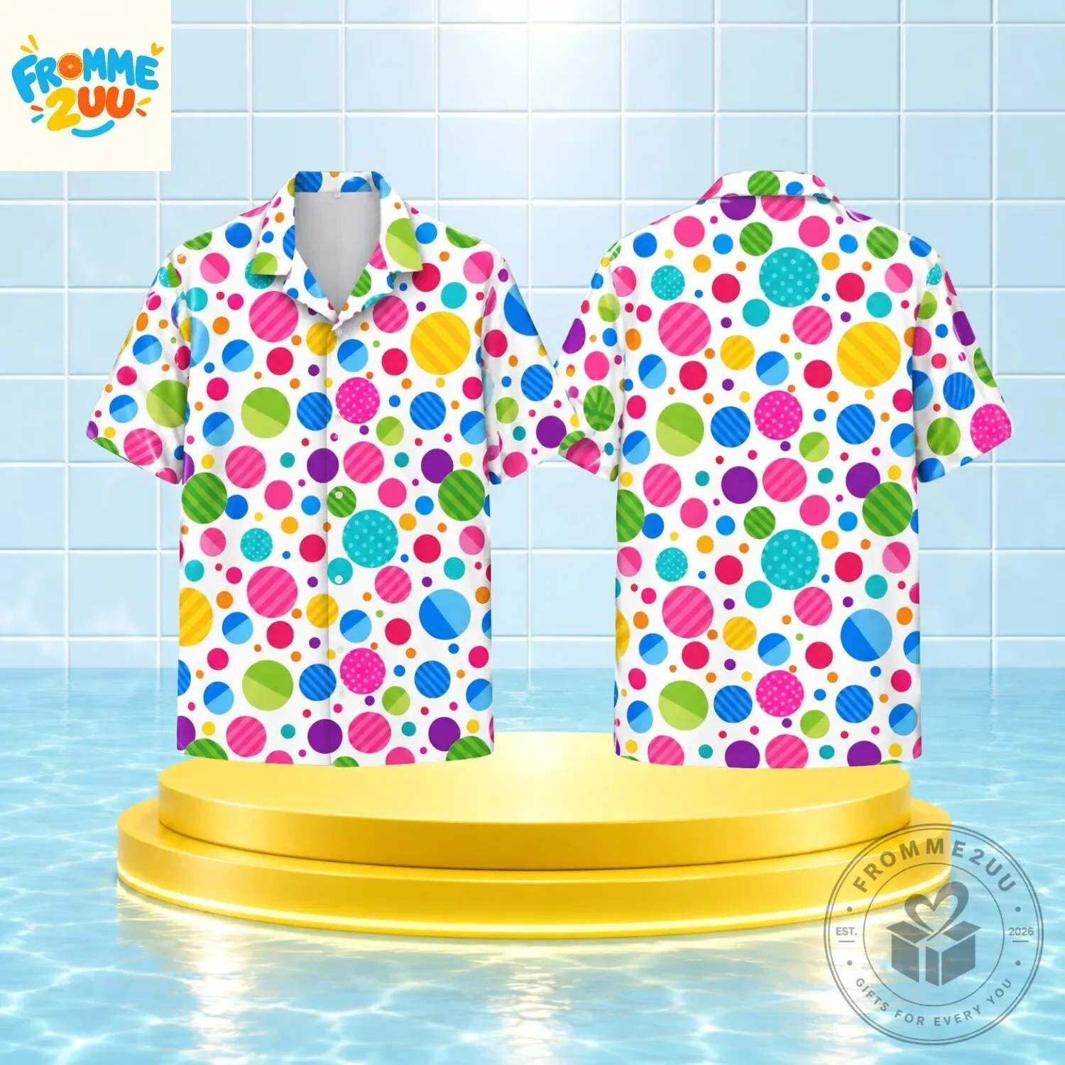 Colorful Polka Dot Men Hawaiian Shirt