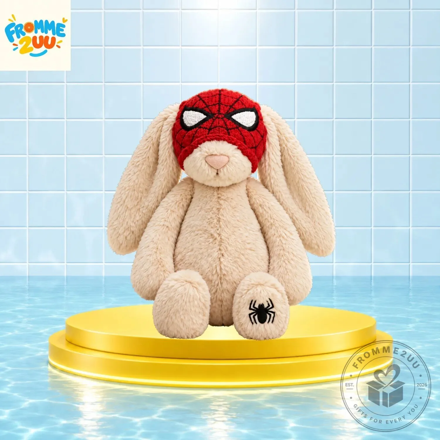 Cute Spiderman Masked Bunny Plush Toy