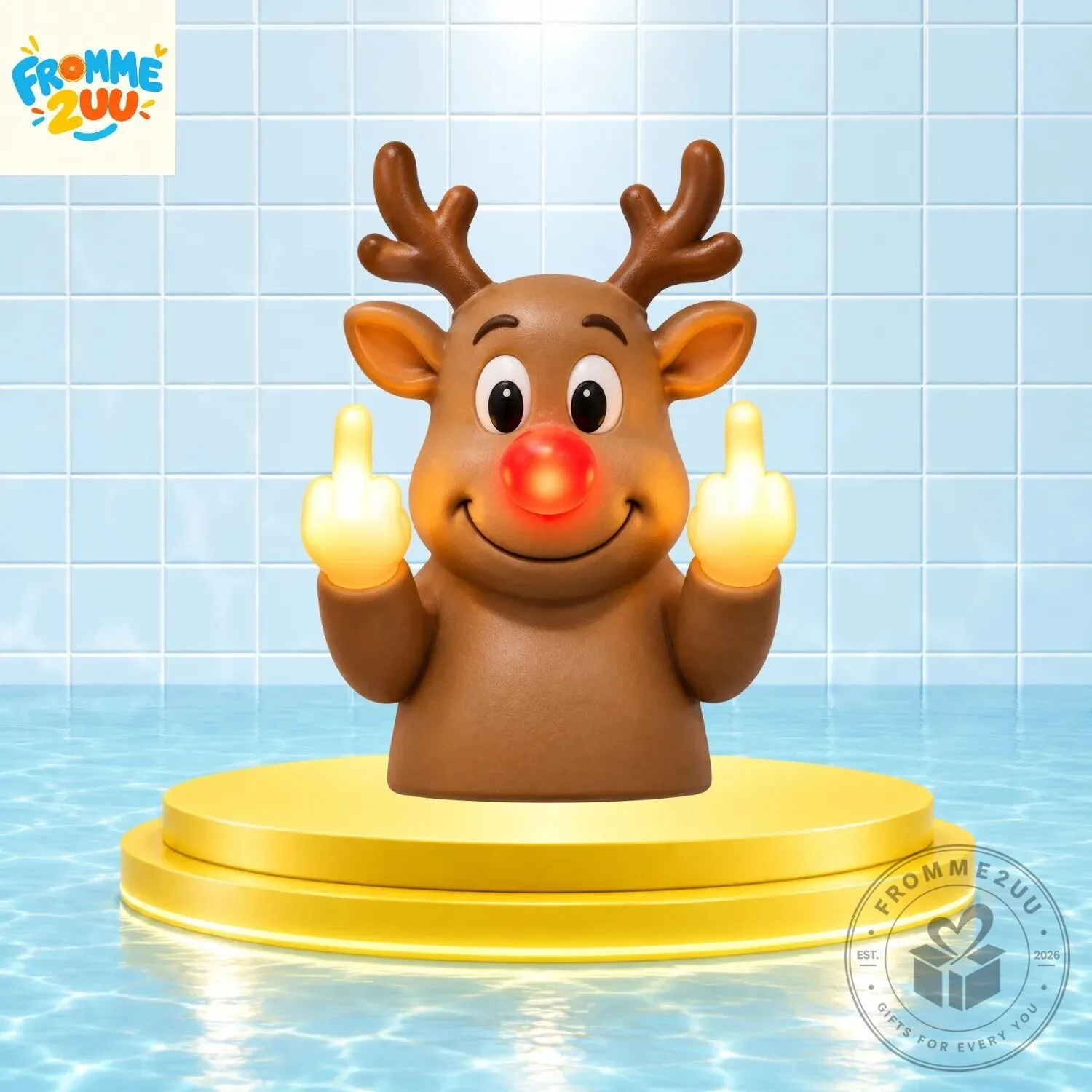 Funny Rudolph Reindeer Middle Finger Christmas Light