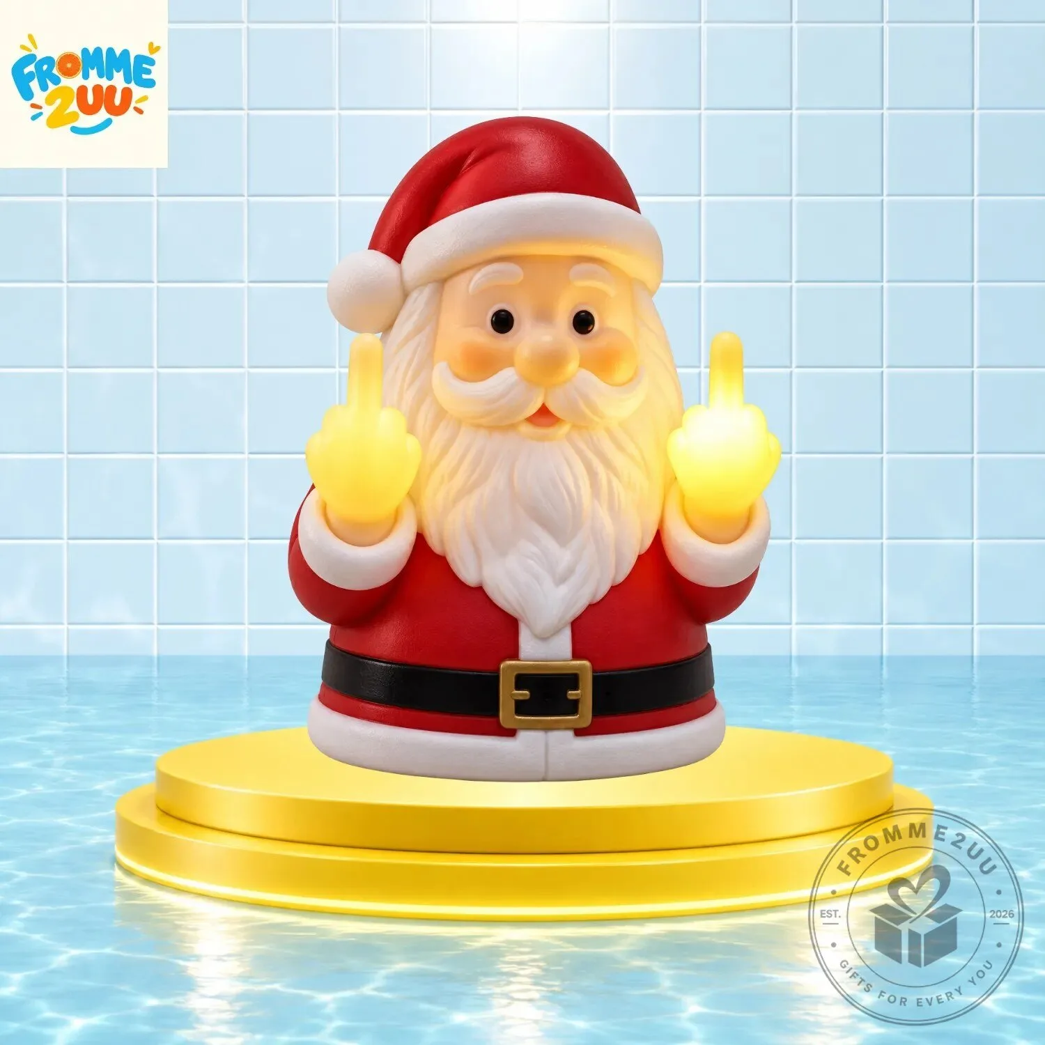 Funny Santa Claus Middle Finger Christmas Light