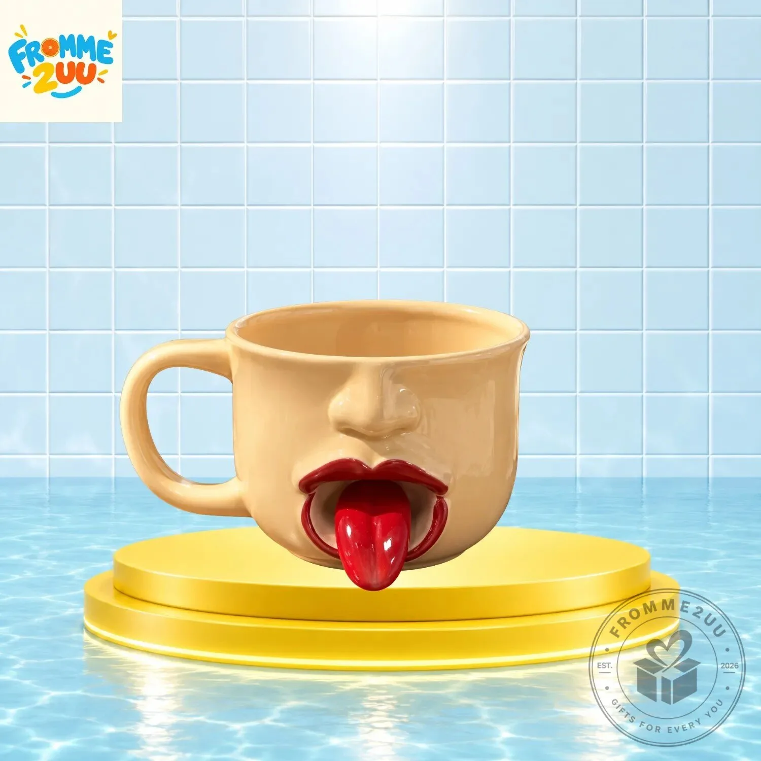 Funny 3D Face Ceramic Mug with Movable Shaking Tongue 3 Funny 3D Face Ceramic Mug with Movable Shaking Tongue
