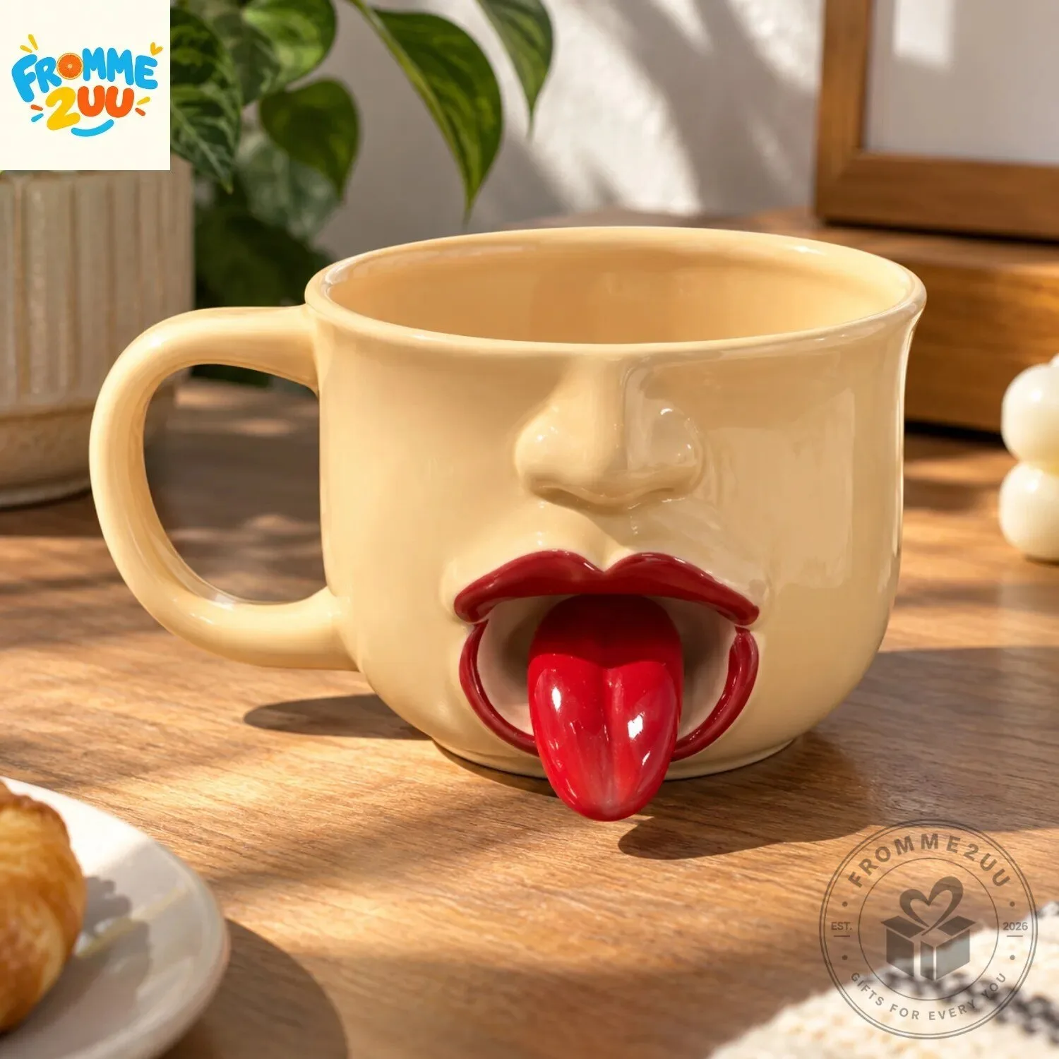 Funny 3D Face Ceramic Mug with Movable Shaking Tongue 4 Funny 3D Face Ceramic Mug with Movable Shaking Tongue