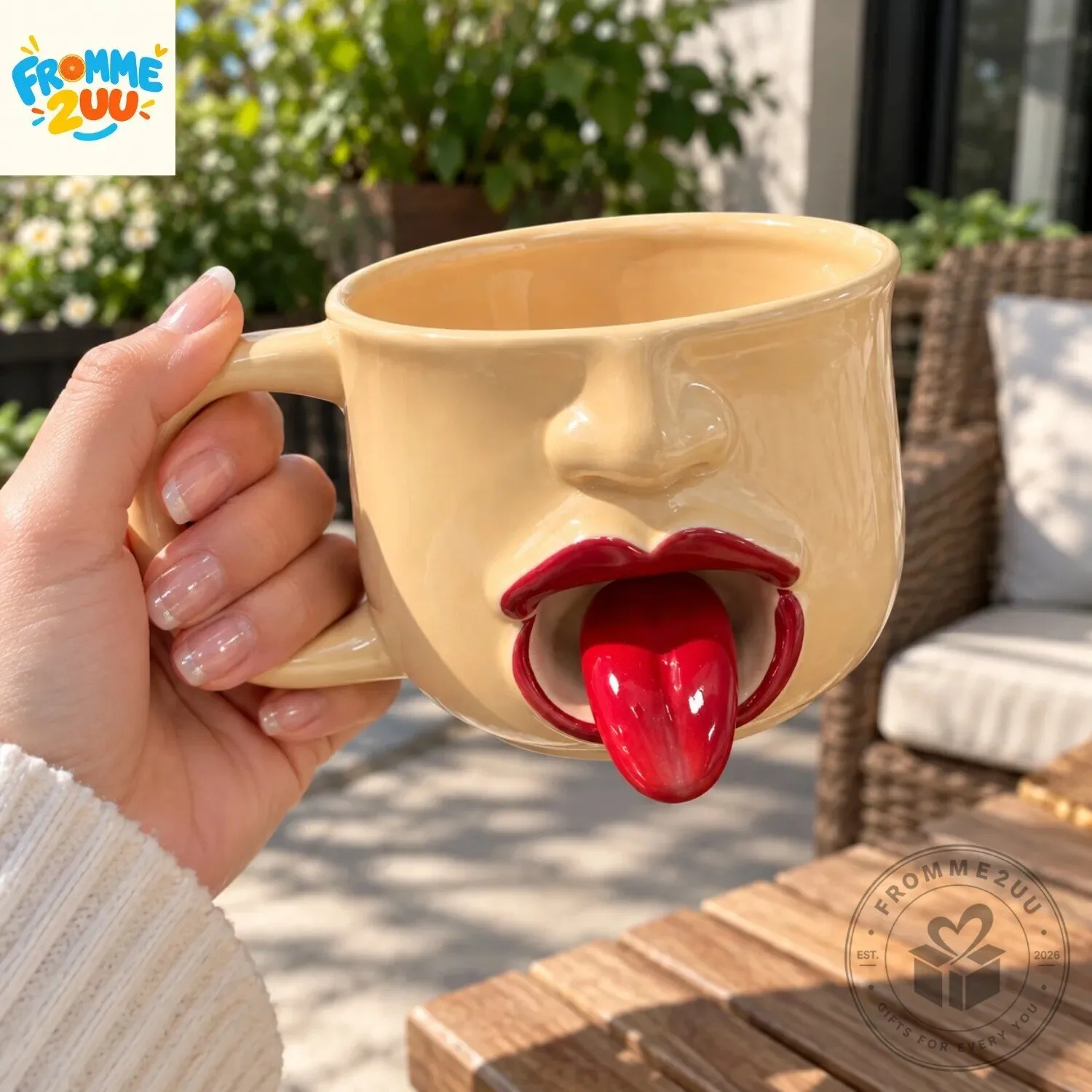 Funny 3D Face Ceramic Mug with Movable Shaking Tongue 5 Funny 3D Face Ceramic Mug with Movable Shaking Tongue