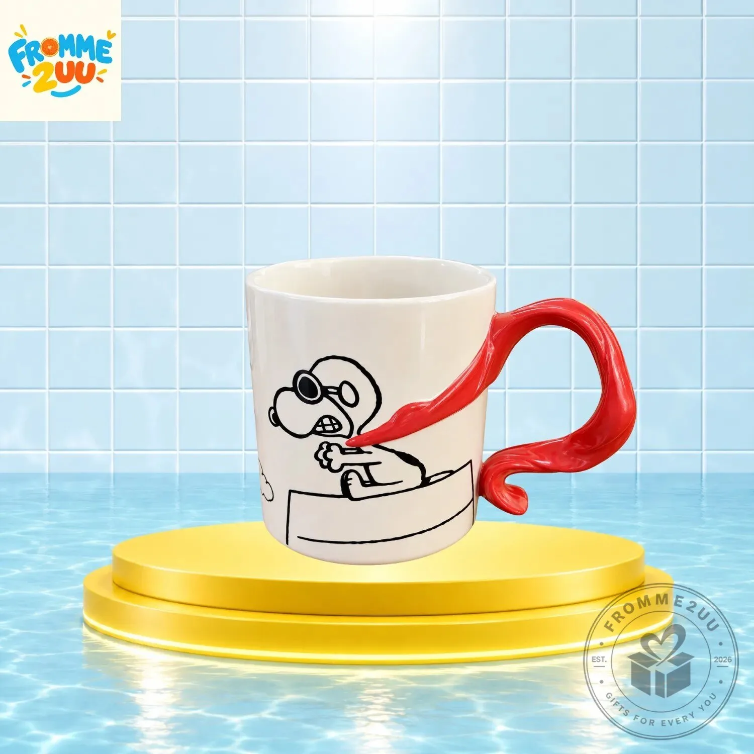 Peanuts Snoopy Flying Ace Coffee Mug with Red Scarf Shaped Handle