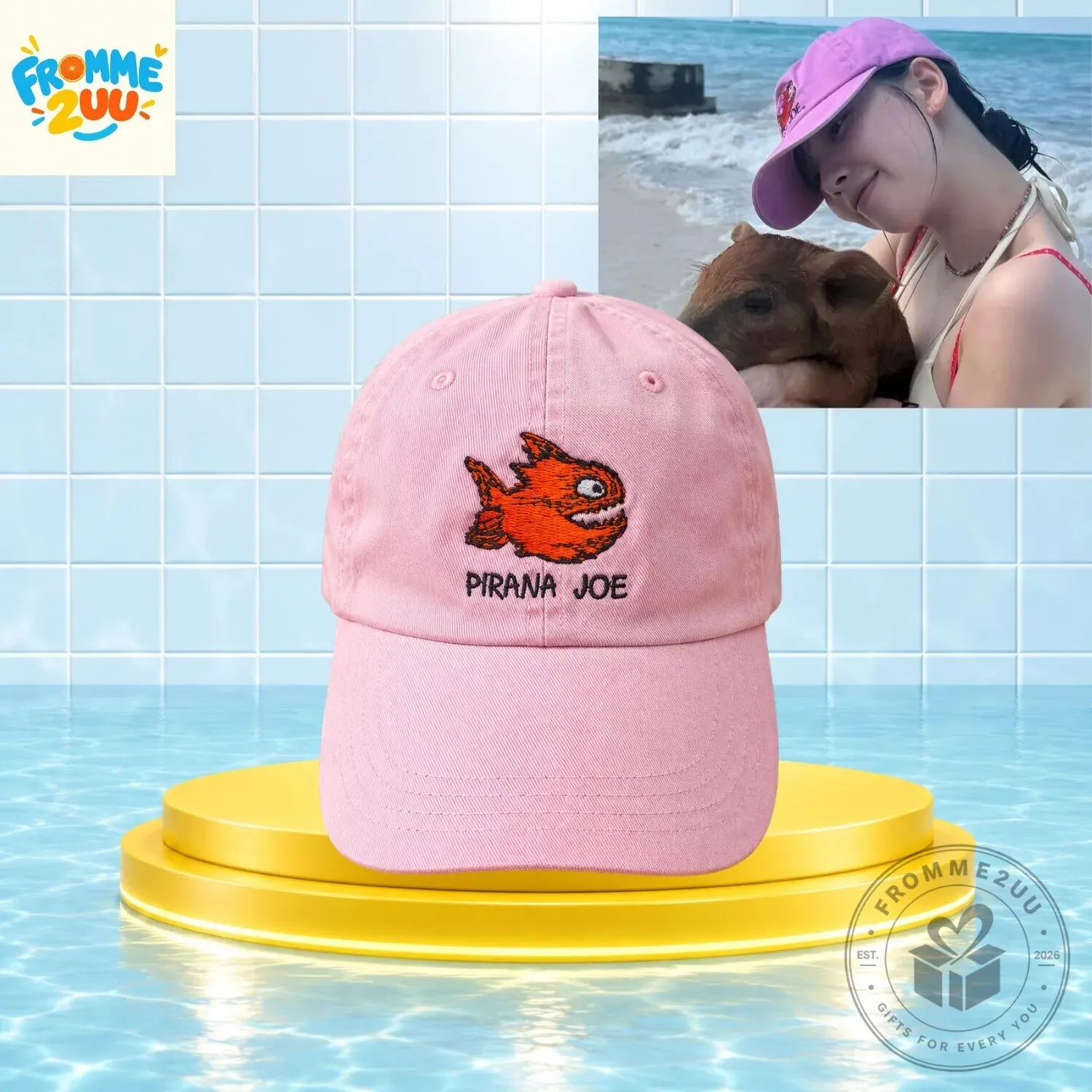 Aespa Karina Bahamas Beach Pink Baseball Cap