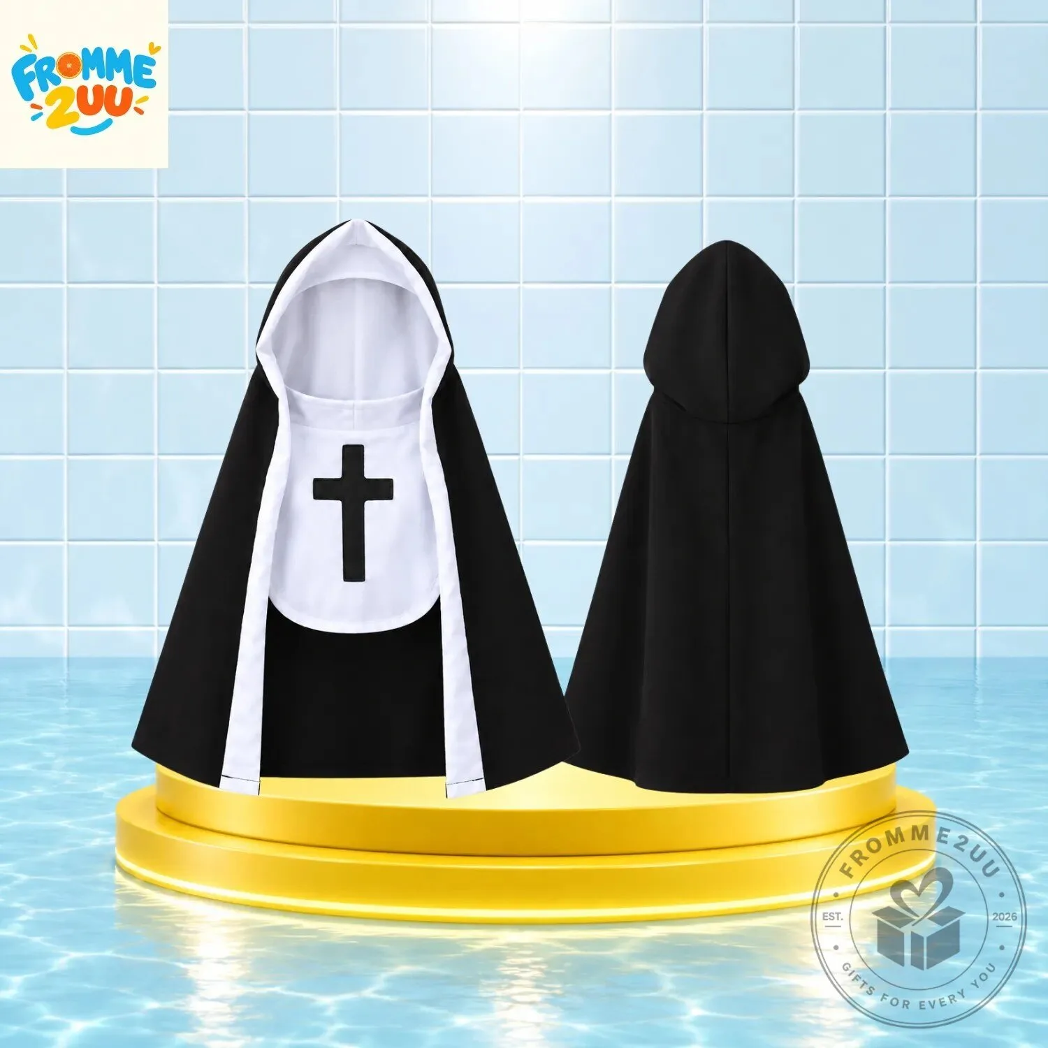 Funny Nun Cat Costume with Cross